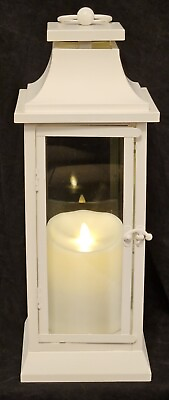 #ad Luminara 16quot; Ivory Heritage Lantern w 5 1 4quot; Indoor Outdoor Flameless Candle
