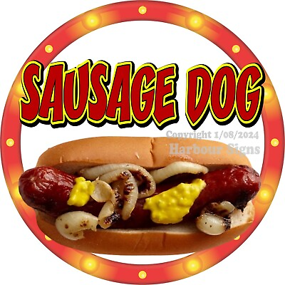 #ad Sausage Dog DECAL Snack Concession Fair Food Truck Vinyl Sticker Circle c2