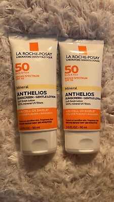 #ad La Roche Posay Anthelios 50 Mineral Gentle SPF Lotion Face Body 3oz 2pk Exp 25
