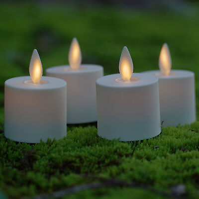 Luminara Flameless Moving WickTealight Candles Ivory with Remote Timer Set of 4