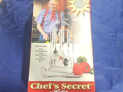 #ad CHEF#x27;S SECRET 7 Piece Kitchen Serving Tool Utensil Set with Rack