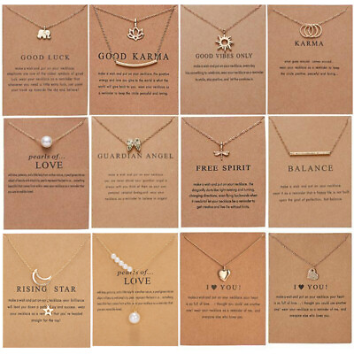Fashion Women Animal Heart Necklace Charms Pendant Clavicle Chain Jewelry Card