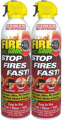 Fire Suppressant Fire Gone White Red Fire Max Pro 16 oz 2 Cans