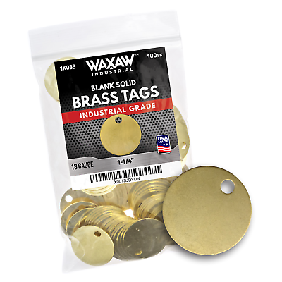 WAXAW Round Solid Blank Brass ID stamping tags: Sizes 1.0quot; 1.25quot; 1.50quot;