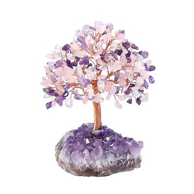#ad Natural Amethyst Clear Quartz Rose Quartz Healing Crystal Money Tree on A...