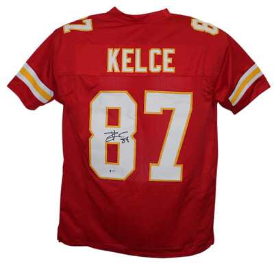 Travis Kelce Autographed Signed Kansas City Chiefs Red XL Jersey BAS 22489
