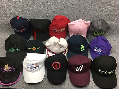 #ad Hat Cap Lot of 15 Bulk Mix Snap Strap Fitted Stretch Logo Trucker Dad Sport 053