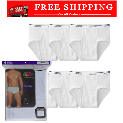 #ad Fruit of the Loom Men#x27;s White Briefs UnderWears 6 Pack Sizes S to 3XL
