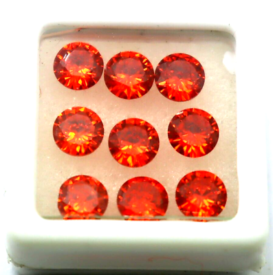 #ad Loose Gemstone Natural Orange Sapphire 10 Pcs Ct GGI Certified Round Shape