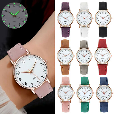 #ad New Ladies Wristwatches Luminous Women Watches Casual Leather Strap Quartz Watch