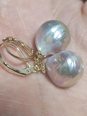 #ad Nice AAA 12 14mm natural south sea baroque pearl Dangle earrings 14k Gold Hook