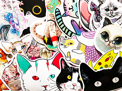 50 Cute Fat Grumpy Anime Cat Kitty Stickers For Laptop Phone Girls Teens #BG
