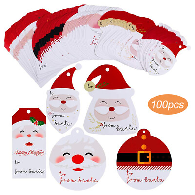 #ad 100 Christmas Decorative Hanger Tags Small Cards Santa Claus Creative Bookmark