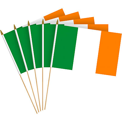 #ad G128 30 Pack Handheld Ireland Irish Stick Flags 8x12 In Printed 150D
