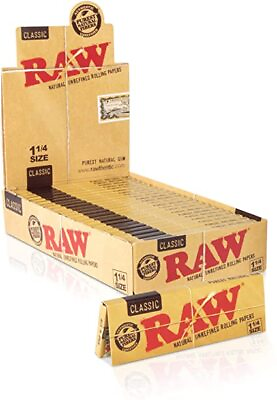 #ad 🍃😎🍃 24 X 1 1 4 RAW CLASSIC NATURAL UNREFINED ROLLING PAPERS🍃😎🍃