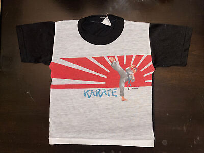 #ad Vintage 1986 childs Karate polyester gray t shirt 7