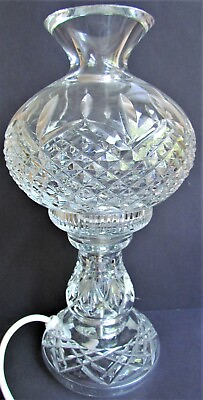WATERFORD CRYSTAL TWO PIECE ELECTRIC HURRICANE LAMP SIGNED Ref8488
