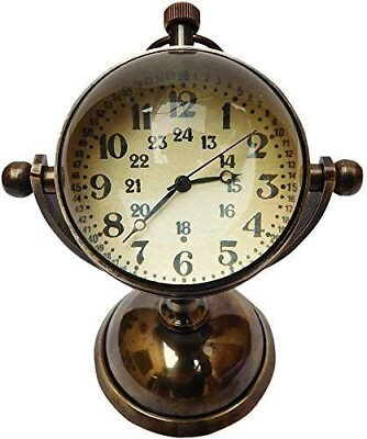 #ad Brass Antique Desk amp; Shelf Clock Compass Marine Analog Clock Nautical Gifts Déco