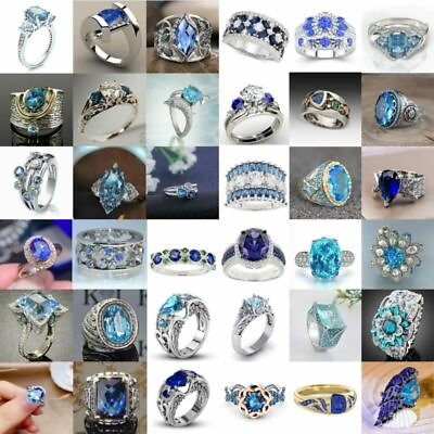 Elegant Women Jewelry 925 Silver Rings Cubic Zirconia Wedding Party Ring Sz 6 10