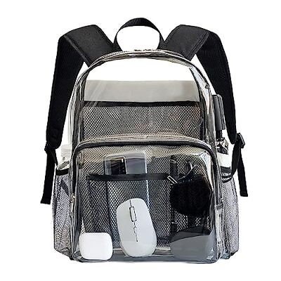 Large Clear Backpack Heavy Duty PVC Transparent Bookbag See Through Plastic
