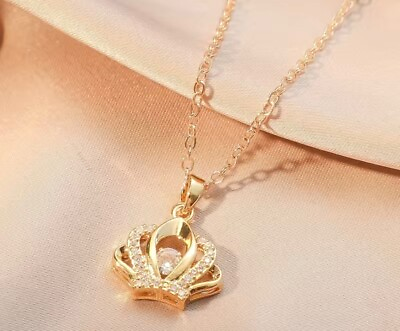 #ad   Crown Heart Pendant Necklace Women#x27;s Luxury Design 18K Gold Plated gift 