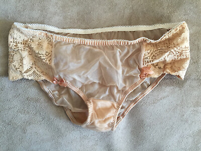 #ad Medium Vintage 60s 70s SEARS 100% Nylon Sheer Lace Lo Rise Bikini Pantie