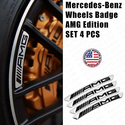 #ad 4pcs Mercedes AMG Edition Sport Wheels Badge 3D Sticker Logo Emblem Decoration