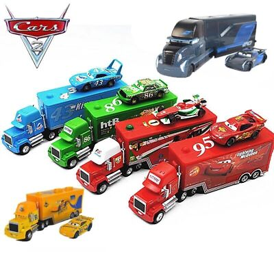 2 Car Disney Pixar Cars Chick Hicks Jackson McQueen Mack Truck And Car Kids Gift