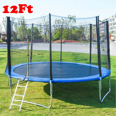 #ad 12FT Kids Trampoline With Enclosure Net Jumping Mat And Spring Cover Padding USA