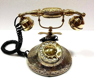 #ad Candlestick Brass Rotary Dial Telephone Antique Phone Office and Home Decor Gift