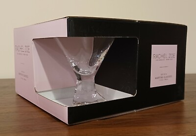 Set of 4 Rachel Zoe Design Prism Stem Martini Cocktail Glasses NIB