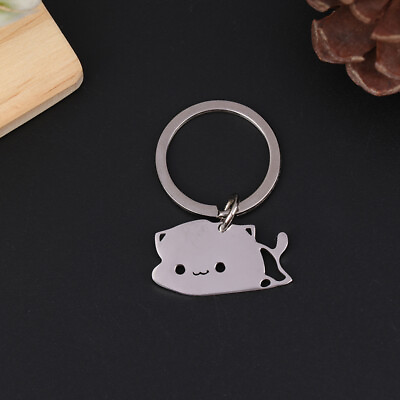 #ad 1Pair Cartoon Cat Keychain Couple Lovers Stainless Steel Matching Keyring Lov Fg