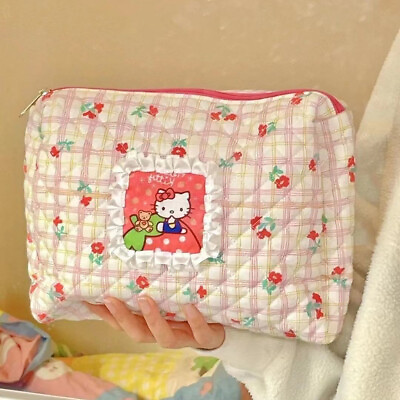 Women Girl#x27;s Flower Hello Kitty Makeup Bag Cosmetic Case Travel Storage Pouch
