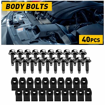 #ad 40x Body Bolts U nut Clips For Ford Truck 5 16 18 x 1 3 16quot; 1 2quot; hex Black EE