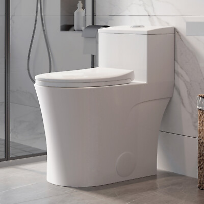 One Piece Toilet ADA Elongated Toilet W Seat Dual Flush Comfortable Seat Height