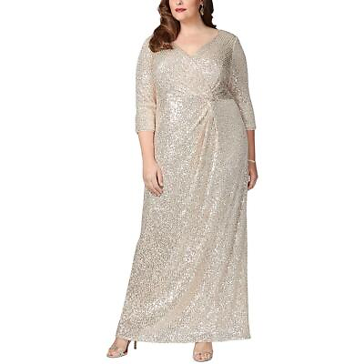 #ad Alex Evenings Womens Sequined Special Occasion Evening Dress Gown Plus BHFO 4634