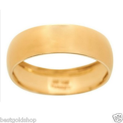7mm Domed High Polished Wedding Band Ring Real Solid 14K Yellow Gold QVC