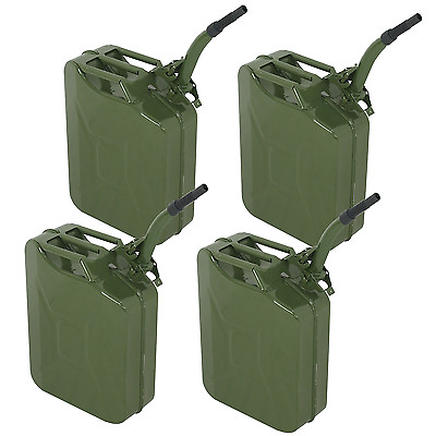 #ad 4pc 5 Gallon Jerry Can oil Steel Green Military Army Backup 20L Storage Tank