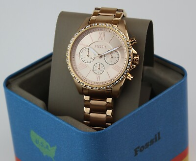#ad NEW AUTHENTIC FOSSIL MODERN COURIER CHRONOGRAPH ROSE GOLD WOMEN#x27;S BQ3377 WATCH