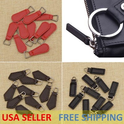 1 5 Pcs PU Leather Zipper Tags Fixer Pull Tab Replacement DIY Wallet Purse Bag