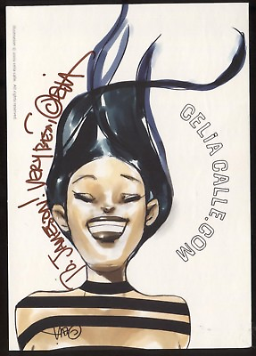 #ad Celia Calle Signed Post Card Autographed Signature Comic Artist