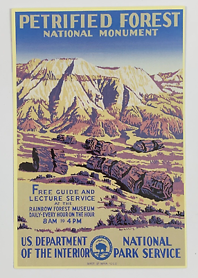 #ad Petrified Forest National Park Service Postcard Unposted Art WPA Serigraph 2009