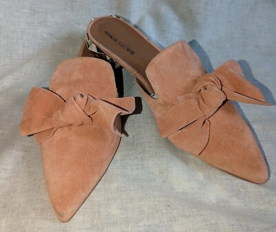#ad Makis Kotris Women#x27;s Peach Suede Mules Gold Sculpted Heels Sz 39